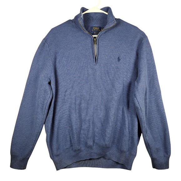 Polo Ralph Lauren Quarter Zip Preppy Sweater Men's‎ Collar Blue Old Money - Picture 1 of 11
